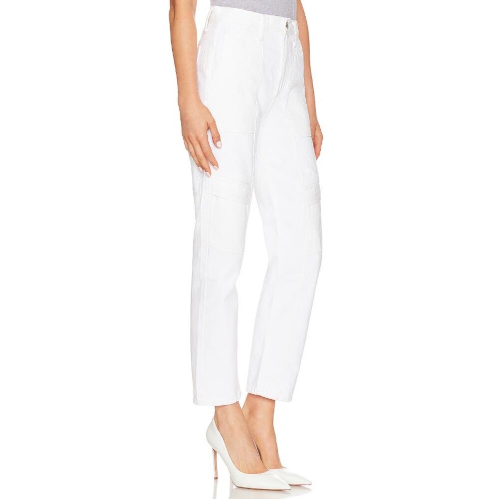 Women's Agolde Cooper Cargo Pants White Sz 29 High-Rise Utility Tapered Denim